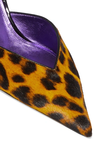 Shop Attico Tina Leopard-print Calf Hair Mules In Leopard Print