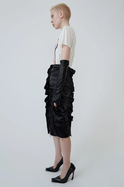 Shop Acne Studios Ruffled Satin Skirt Black