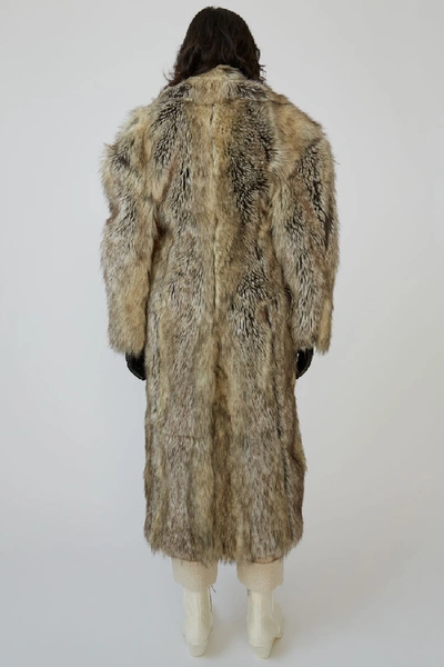 Shop Acne Studios Faux Fur Coat Beige/brown