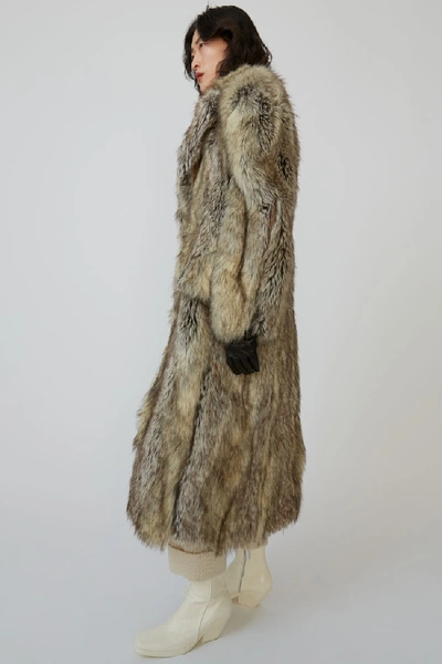 Shop Acne Studios Faux Fur Coat Beige/brown