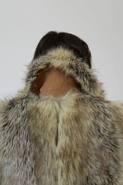 Shop Acne Studios Faux Fur Coat Beige/brown