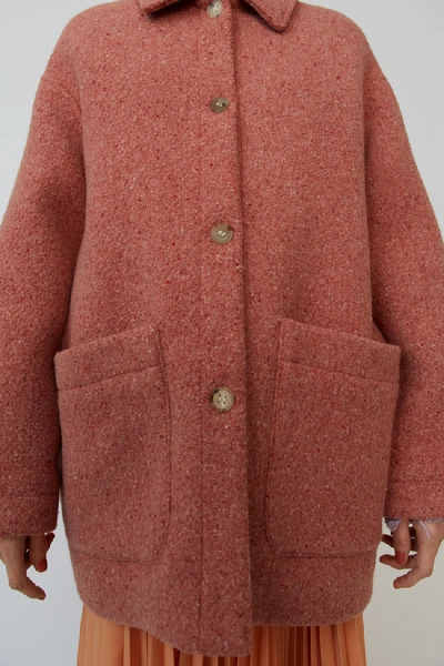 Shop Acne Studios Oversized Short Coat Multi Pink