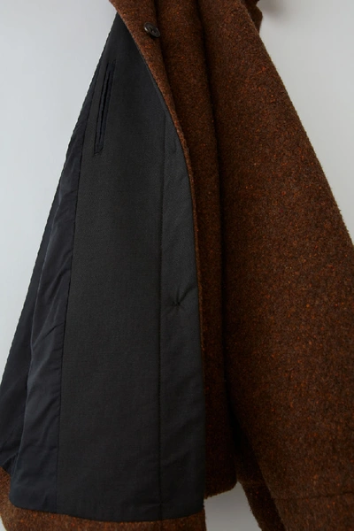 Shop Acne Studios Oversized Short Coat Dark Brown/multi