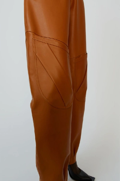 Shop Acne Studios High-rise Leather Trousers Cognac Brown