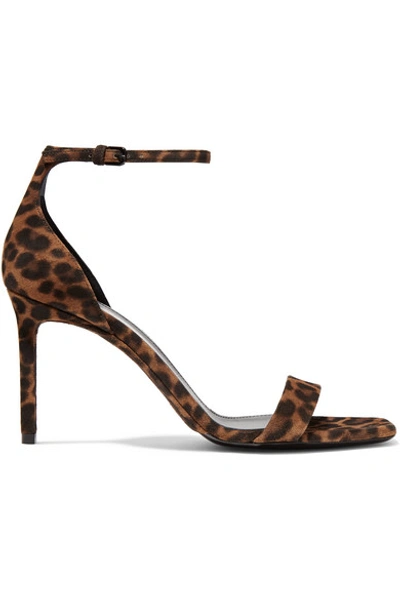 Shop Saint Laurent Amber Leopard-print Suede Sandals In Leopard Print