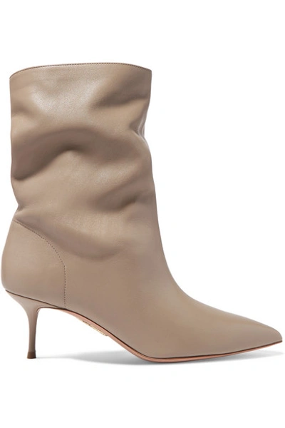 Shop Aquazzura Very Boogie 60 Leather Ankle Boots In Light Gray