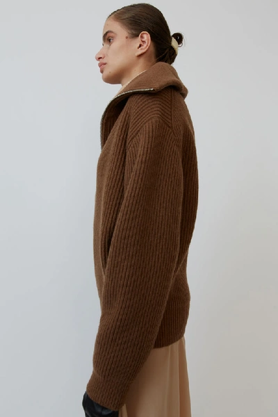 Shop Acne Studios Half-zip Sweater Toffee Brown