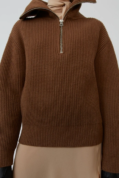 Shop Acne Studios Half-zip Sweater Toffee Brown