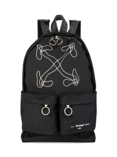 Shop Off-white Abstract Arrow Graphic Backpack In Black White