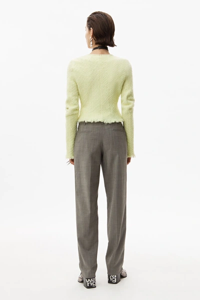 Shop Alexander Wang Frayed Tweed Cardigan Jacket In Highlighter