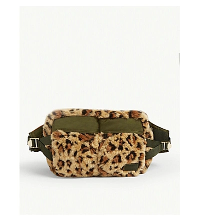 Shop Sacai Leopard Print Faux-fur Belt Bag In Beige
