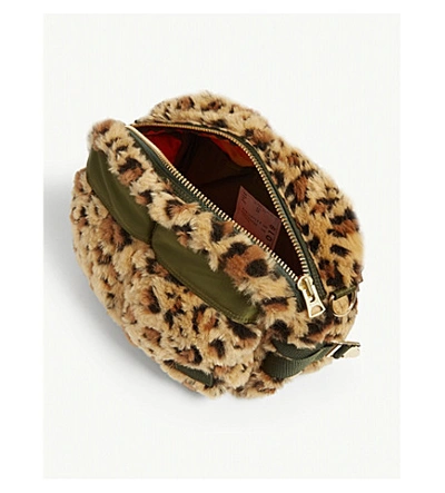 Shop Sacai Leopard Print Faux-fur Belt Bag In Beige