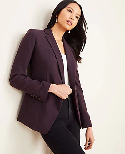 Shop Ann Taylor Long Double Breasted Blazer In Purple