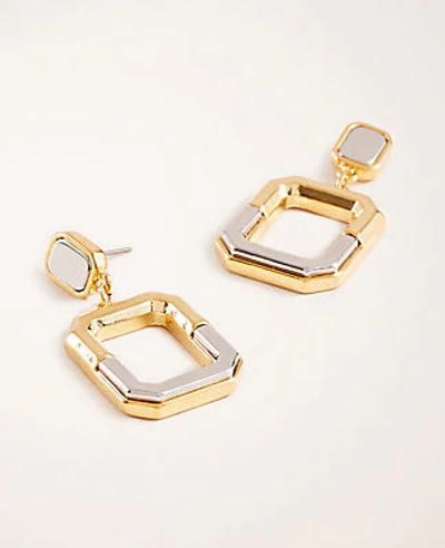 Shop Ann Taylor Mixed Metal Link Earrings In Gold