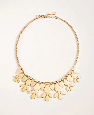 Shop Ann Taylor Metal Flower Statement Necklace Gold Women's