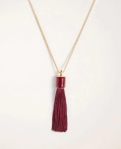 Shop Ann Taylor Fabric Tassel Pendant Necklace In Purple