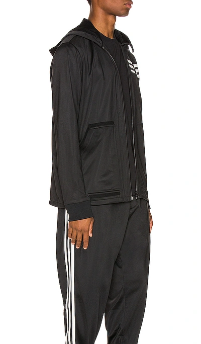 Shop Y-3 3 Stripe Hooded Track Top In Black & Ecru & Black