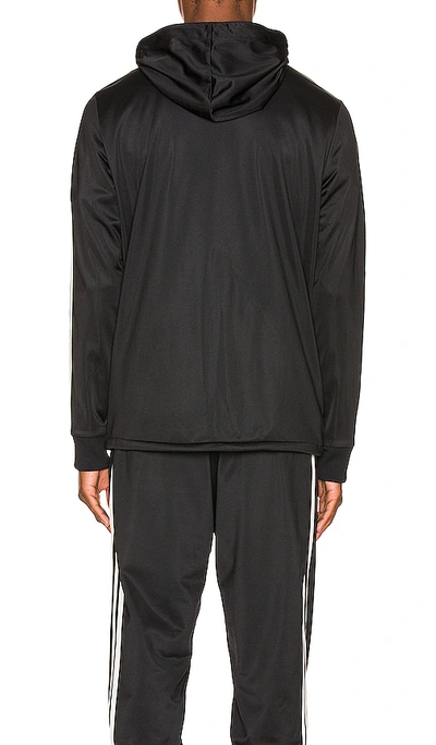 Shop Y-3 3 Stripe Hooded Track Top In Black & Ecru & Black