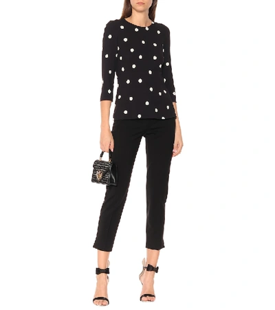 Shop Dolce & Gabbana Polka-dot Stretch-crêpe Top In Black