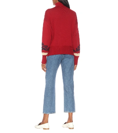 Shop Etro Intarsia Wool Turtleneck Sweater In Red