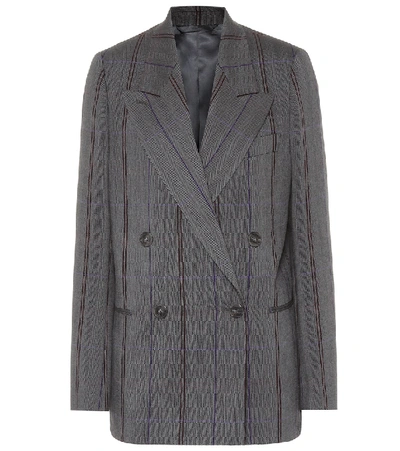 Shop Acne Studios Checked Wool And Cotton Blazer In Grey