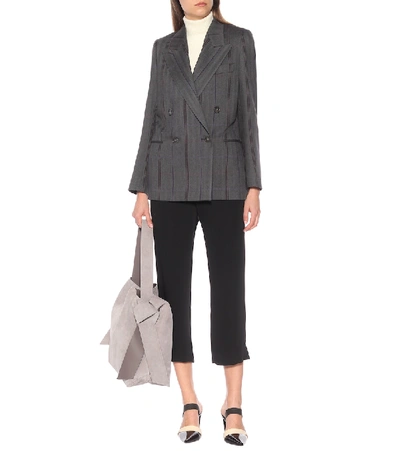 Shop Acne Studios Checked Wool And Cotton Blazer In Grey