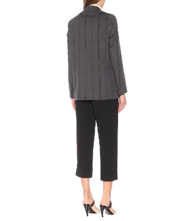 Shop Acne Studios Checked Wool And Cotton Blazer In Grey