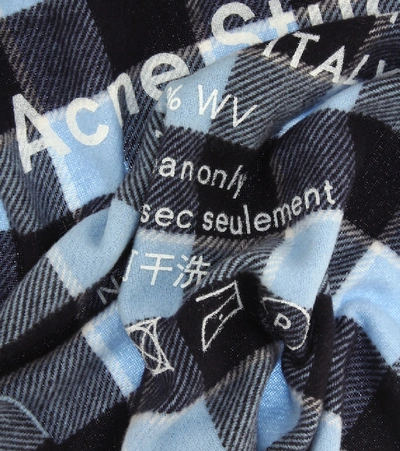 Shop Acne Studios Checked Wool Scarf In Blue