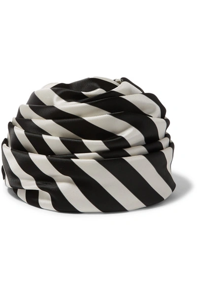 Shop Maison Michel Simone Striped Twill Turban In Black