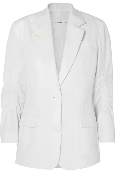 Shop Pushbutton Ruched Cotton-blend Blazer In White