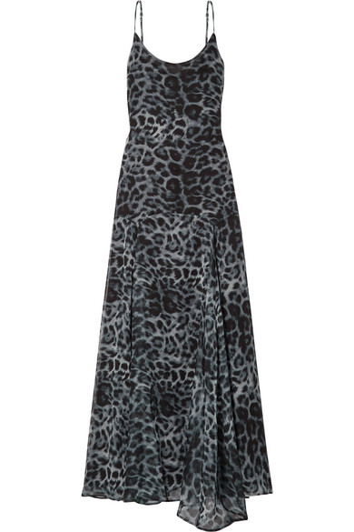 leopard print chiffon maxi dress