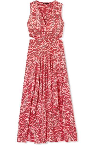 Shop Maje Renila Cutout Leopard-jacquard Maxi Dress In Red