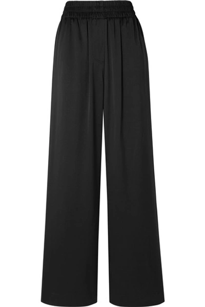 Shop Burberry Mulberry Silk-satin Wide-leg Pants In Black