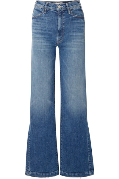 Shop Mother The Hustler Sidewinder High-rise Wide-leg Jeans In Mid Denim