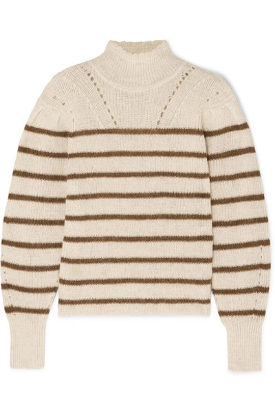 Shop Isabel Marant Étoile Georgia Striped High-neck Alpaca-blend Sweater In Ecru