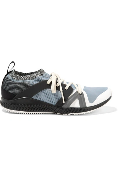 Shop Adidas By Stella Mccartney Crazytrain Pro Mesh And Stretch-knit Sneakers In Blue