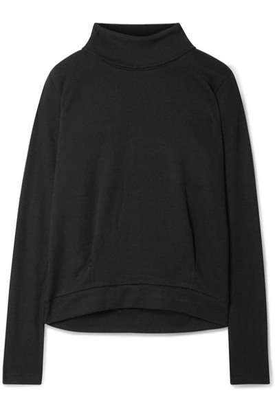 Shop Alo Yoga Clarity Rib-trimmed Jersey Turtleneck Sweatshirt In Black
