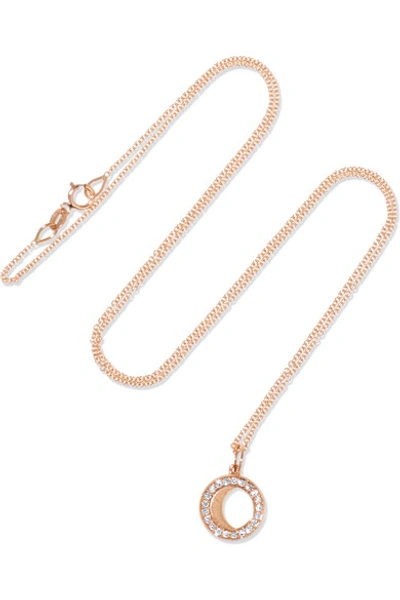 Shop Andrea Fohrman Waning/ Waxing Gibbous Moon 18-karat Rose Gold Diamond Necklace