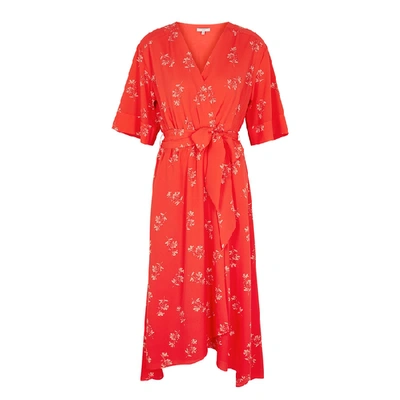 Shop Joie Red Floral-print Wrap Dress