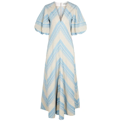 Shop Lee Mathews Tilda Striped Linen-blend Dress
