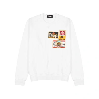 Shop Dsquared2 White Appliquéd Cotton Sweatshirt