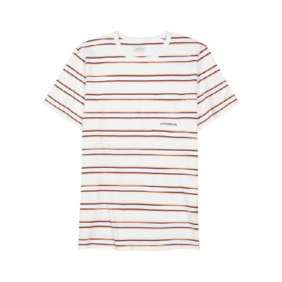Shop Saturdays Surf Nyc Randall White Striped Cotton T-shirt