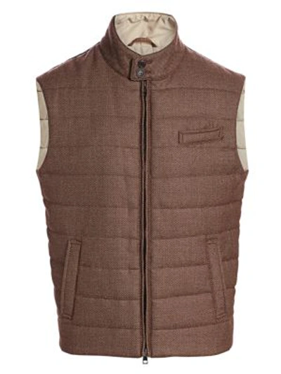 Shop Saks Fifth Avenue Collection Knit Colorblock Quilted Vest In Brown