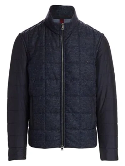Shop Saks Fifth Avenue Collection Quilted Mixed Media Puff Jacket In Navy