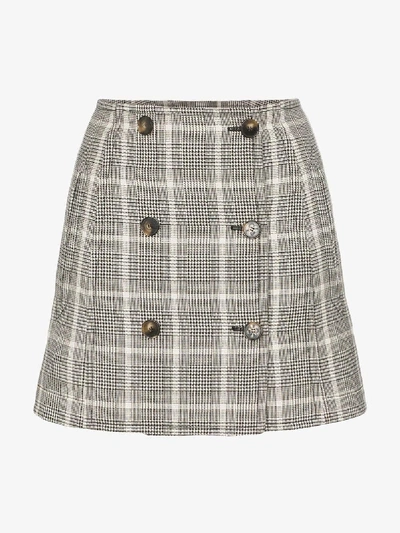 Shop Stella Mccartney Check Wool Mini Skirt In Brown