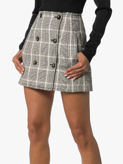 Shop Stella Mccartney Check Wool Mini Skirt In Brown