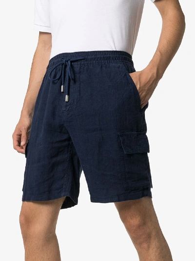 Shop Vilebrequin Baie Linen Cargo Shorts In Blue