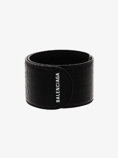 Shop Balenciaga Black Cycle Leather Bracelet