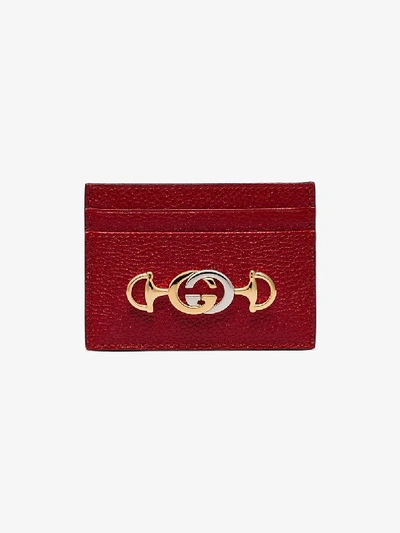 Shop Gucci Red Zumi Small Leather Card Holder