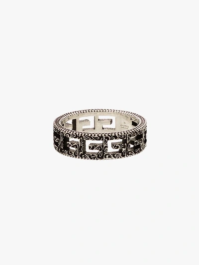 Shop Gucci Square G Engraved Ring In Silver